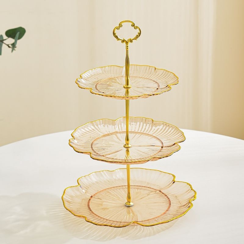 Mesa de té de sala de estar multi-capa de platos de frutas con dulces en la recepción de platos de bocadillos salón de belleza refrigerios de frutas decoración image 8