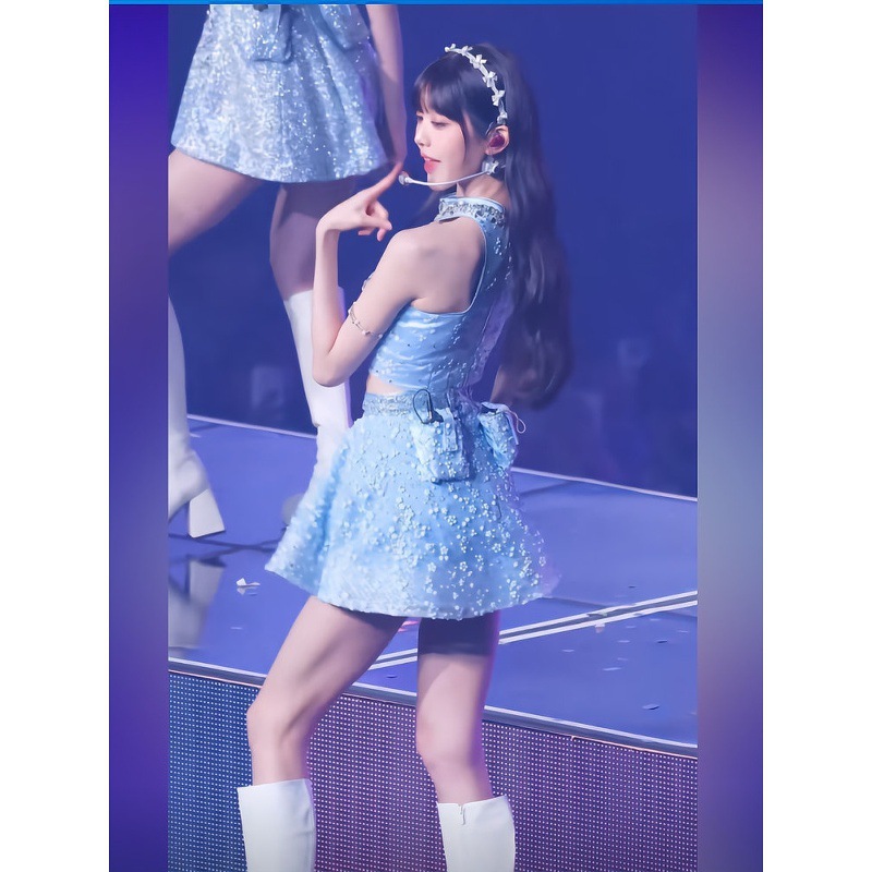 Luxury Love Flower's new IVE Korean girl group stage outfit, same style as Jang Won-young's performance costume, heavy-duty beaded and rhinestone set