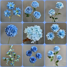 蓝色系婚庆仿真花吊顶假花婚礼装饰花墙结婚路地排引花绢花插花材