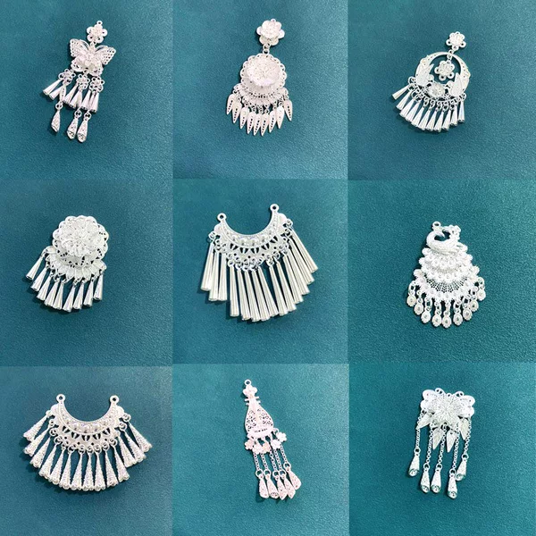 Miao Refrigerator Magnet Accessories Earrings Silver DIY Silver Hat Accessories Butterfly Peacock Phoenix Moon Accessories Pendant