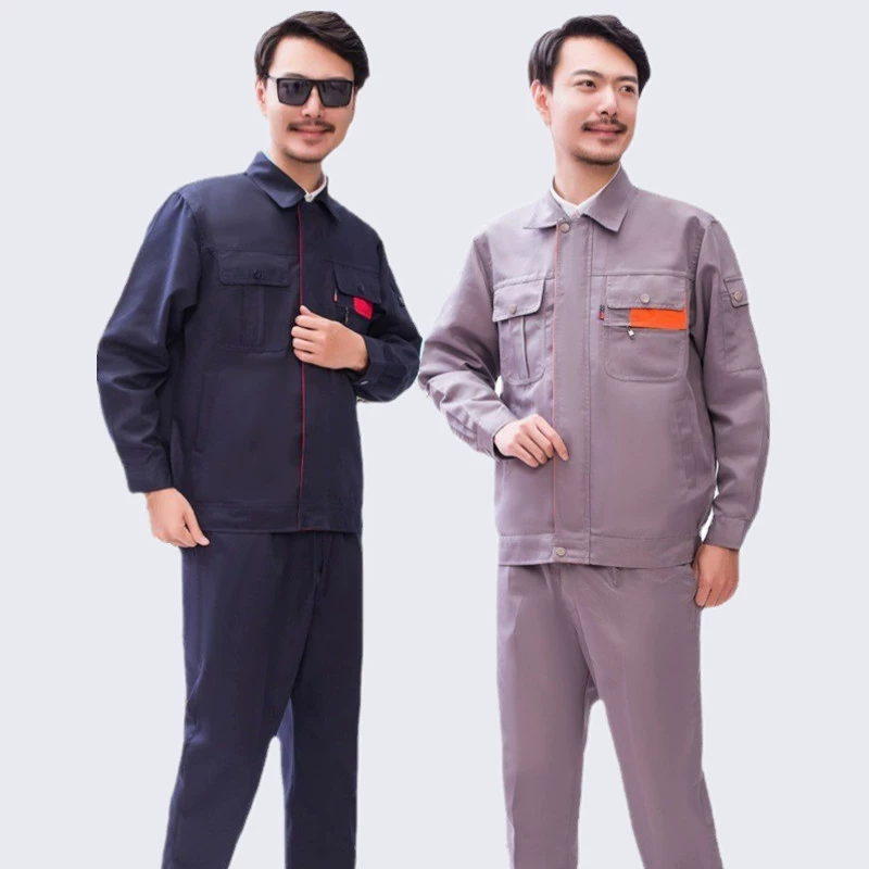 Рабочая одежда костюм мужская весенне-осенняя рабочая одежда заводская одежда строительная площадка украшение с длинными рукавами охрана труда одежда авторемонт инженерная одежда топы с вышитыми словами