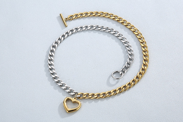 Wholesale European and American Trend Peach Heart Bracelet Necklace Set Wholesale