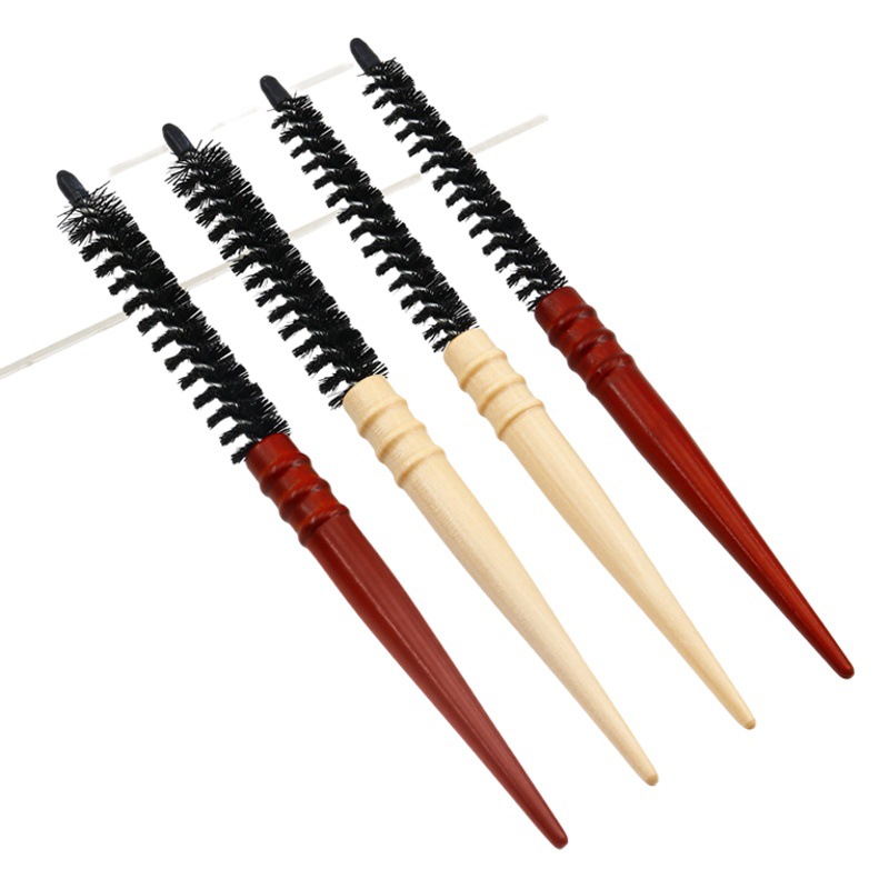 Forma de pelo rizado peine de rodillo pequeño herramienta de peluquería resistente a altas temperaturas Mango de madera de loto uso doméstico Bangs maquillaje mullido peine de pelo rizado