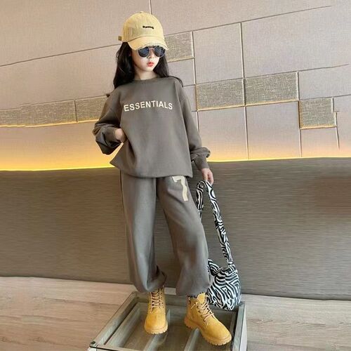 Autumn girls' suits, spring and autumn, medium and large children's long-sleeved sweatshirts, casual pants, female students' sportswear, two-piece suits