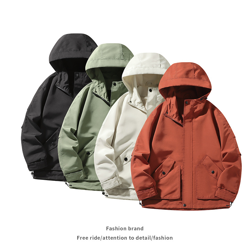 Nueva moda 2023 otoño Street Tide hombre abrigo de aire de color sólido casual chaqueta suelta juvenil chaqueta de cuello encapuchado popular