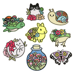 Original Embroidered Patch Fabric Decorative Cartoon Animal Series Rabbit and Butterfly Shoe Accessory Embroidery Fabric Patch
