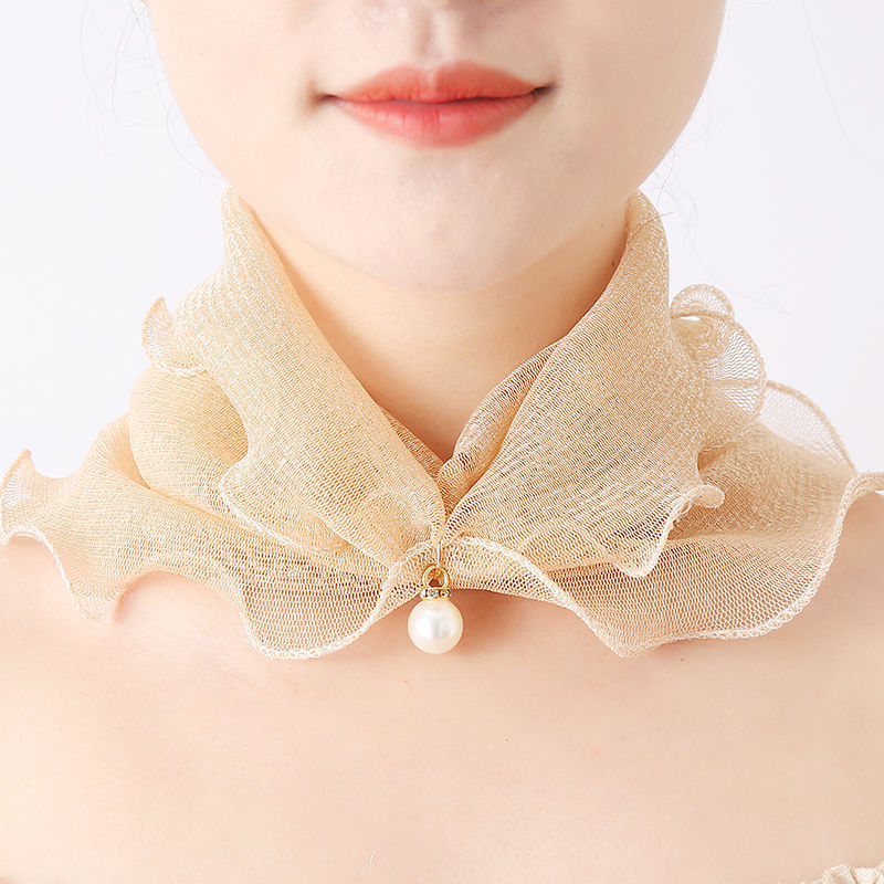 Кулон с искусственным жемчугом-бежевый