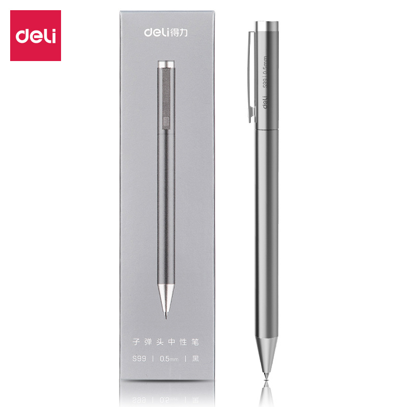 Deli S99 gel pluma bala giratoria núcleo negro gel pluma de la firma de 0,5mm