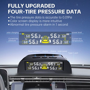 T22 built-in tire pressure monitor, voice-enabled external universal car tire detection wireless solar-powered tire pressure TPMS