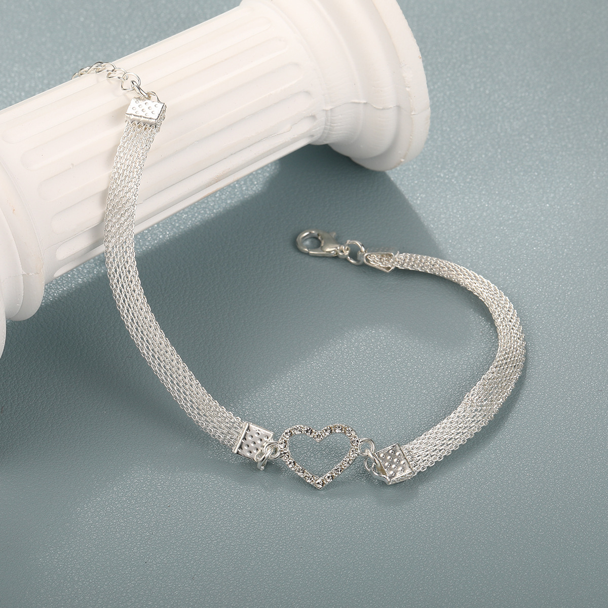 Bracciale farfalla con diamanti e cuore in argento donna_voghion.com
