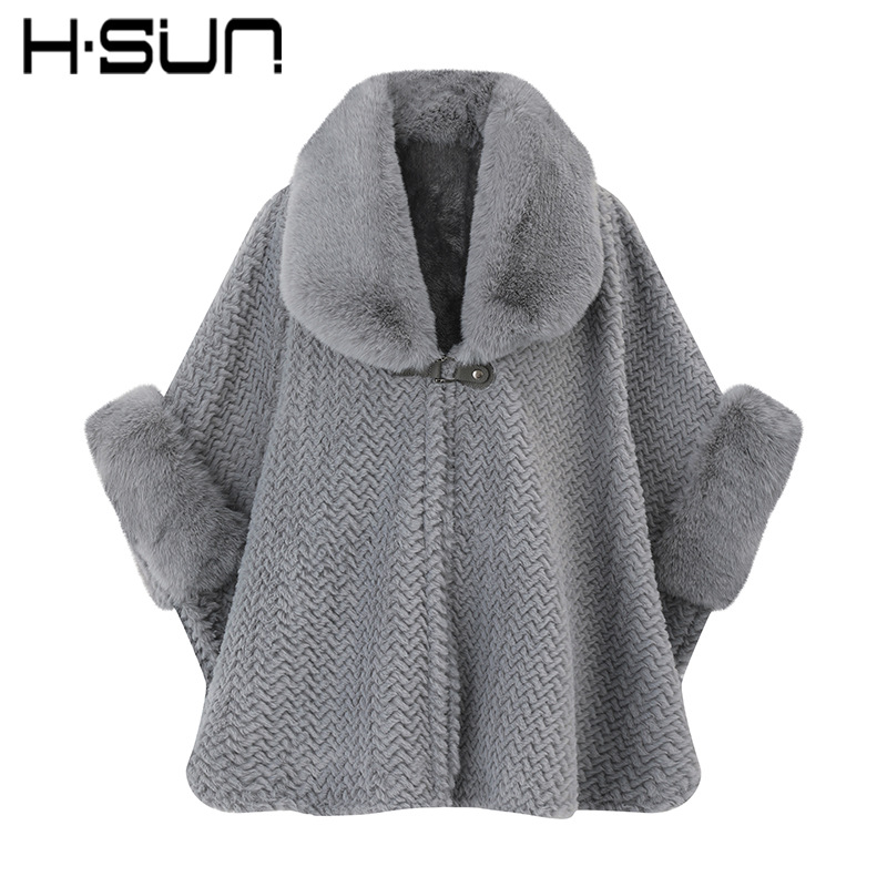 Chal de invierno de alta gama con cuello de piel, abrigo tipo cárdigan de color liso, felpa gruesa y cálida, de longitud media, talla grande, para mujer.
