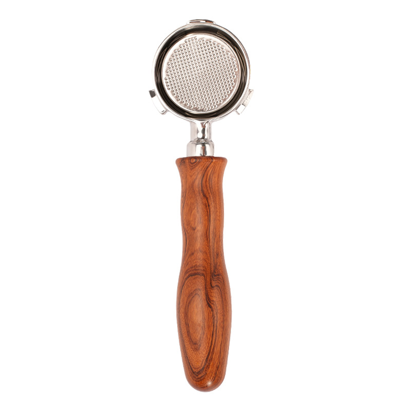 Mango de 51mm adecuado para la máquina de café DeLong de tres orejas mango de madera maciza sin fondo 304 accesorios de extracción de café de acero inoxidable