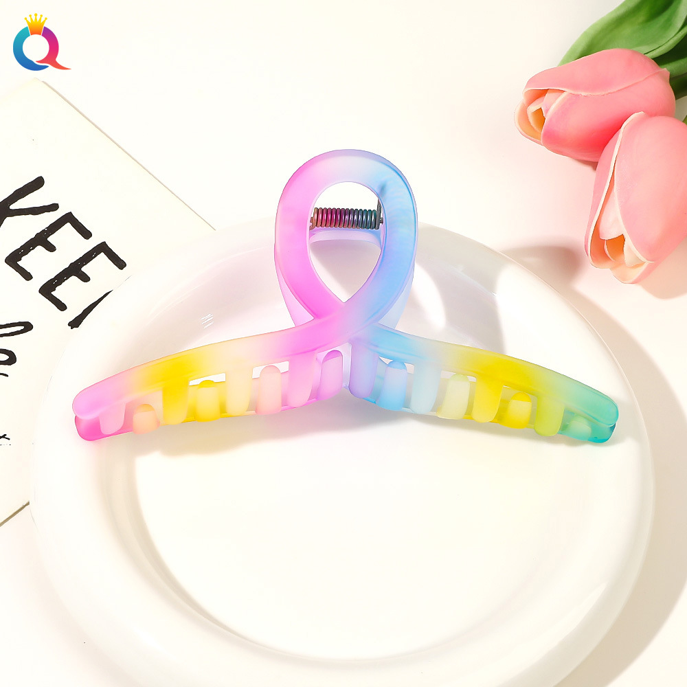 55g Weight Hair Claws Hair Accessories Type 1 Piece Quantity Holiday, Daily Occasion Plastic Material Rainbow Pattern Women's Gender Sweet, Simple Style Style Women's Sweet Simple Style Rainbow Plastic Hair Claws 11