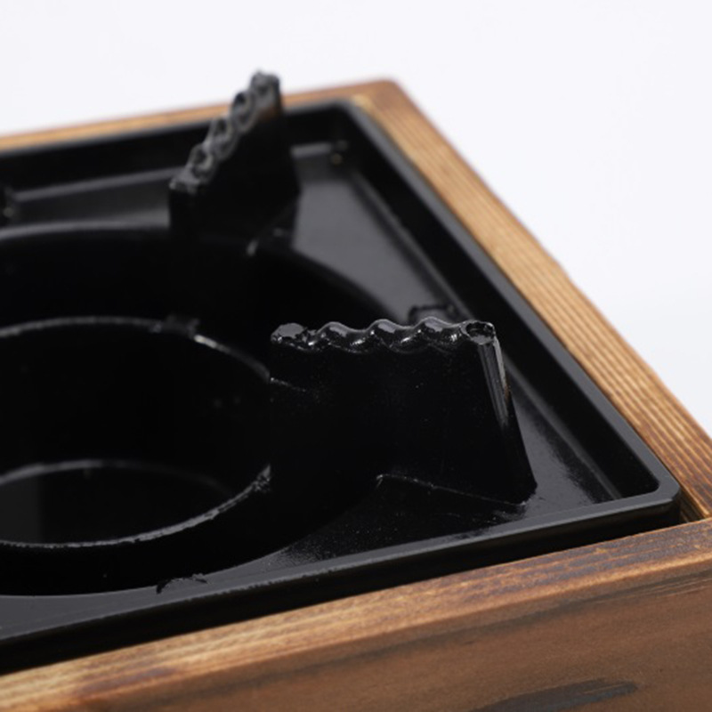 Factory direct supply retro wooden base square alcohol stove hotel convenience small hot pot alcohol stove stand alcohol lamp wholesale