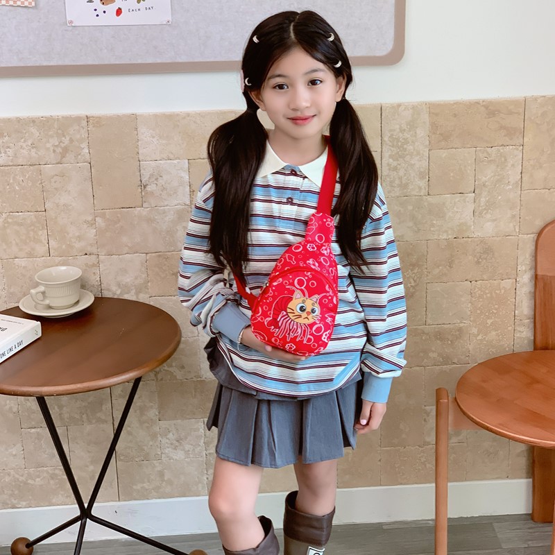 Caricatura lindo bolso de pecho infantil impresión extranjera de montaña y mar, bolso de mochila para niños y niñas, bolso de cambio de moda para niños