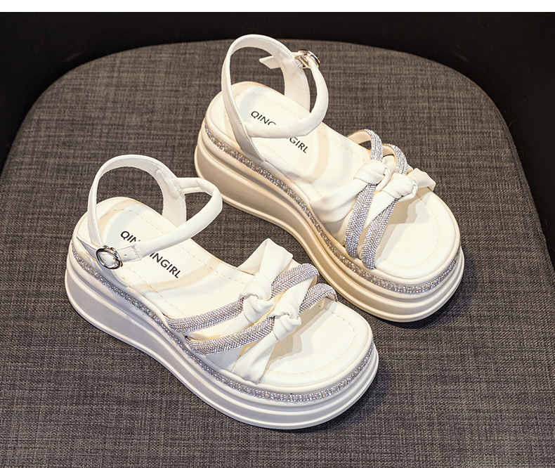 Dép sandal nữ đế platform đính đá tăng chiều cao ẩn kiểu La Mã — M2369 màu bạc, M2369 màu be, M2369 màu đen chi tiết 22