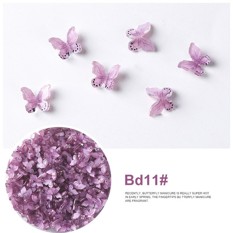 Acrílico mariposa resina tridimensional accesorios de uñas accesorios de flores plástico transparente uñas hechas a mano material DIY image 37