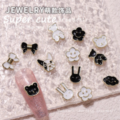 Trendy Nail Art Alloy Accessories: Japanese-Style Little Bear & Rabbit with Long Ears, Cute Korean-Style Cartoon Rhinestone Nail Decorations