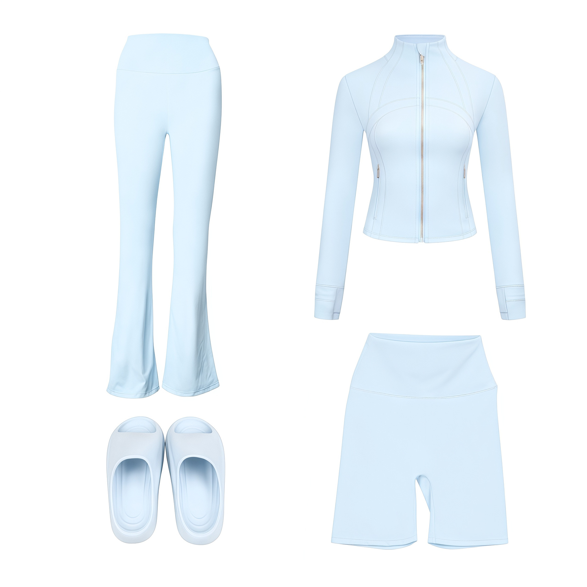 Women's 4-piece Activewear Set With Jacket, Pants, Shorts & Slides_voghion.com