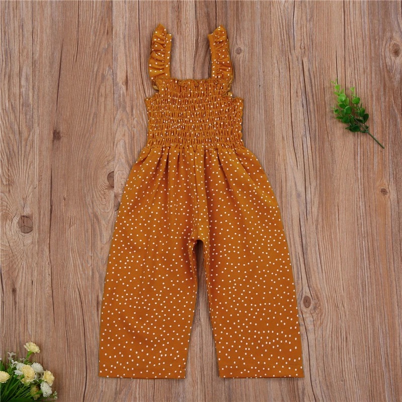2021 Summer European And American Foreign Trade New Polka Dot Brown Thin Section Non-hooded Jumpsuit Western Style Suspenders Overalls