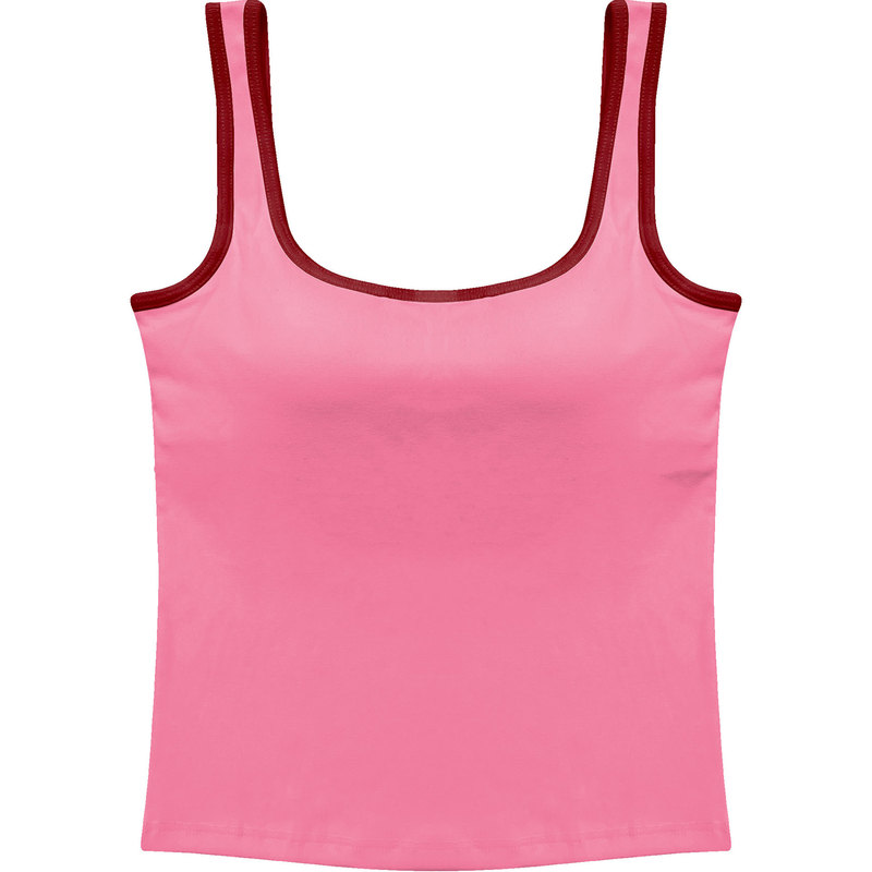 712 Square Collar Classic Contrast Color Mask (with Coaster) Cotton Breathable Fitness Sports Leisure Vest