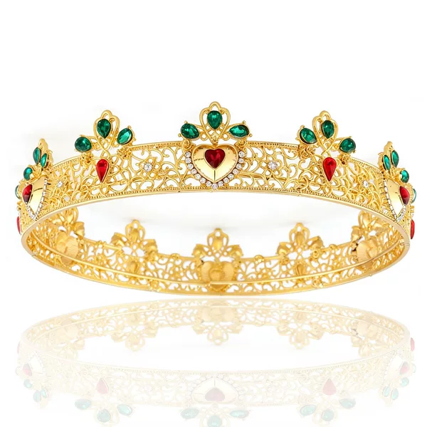 New Style Crown with High-Quality Texture, Rock Queen King Zinc Alloy Headpiece with Gemstones, Suitable for Banquets, Balls, and Parties