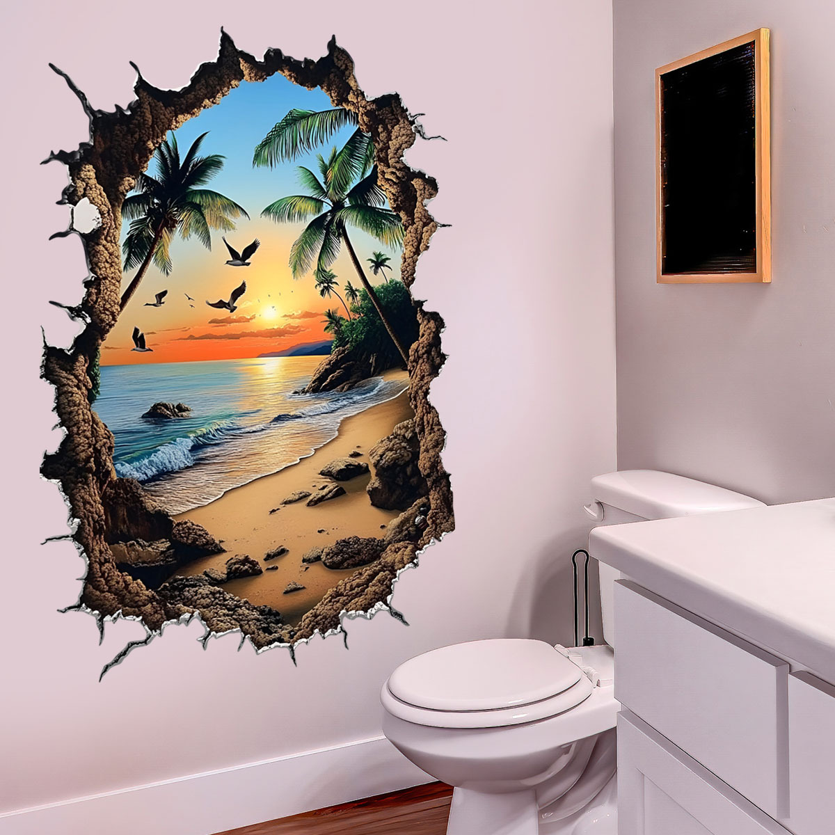 3d väggdekor ö solnedgång för vardagsrum och sovrum inredning_voghion.com