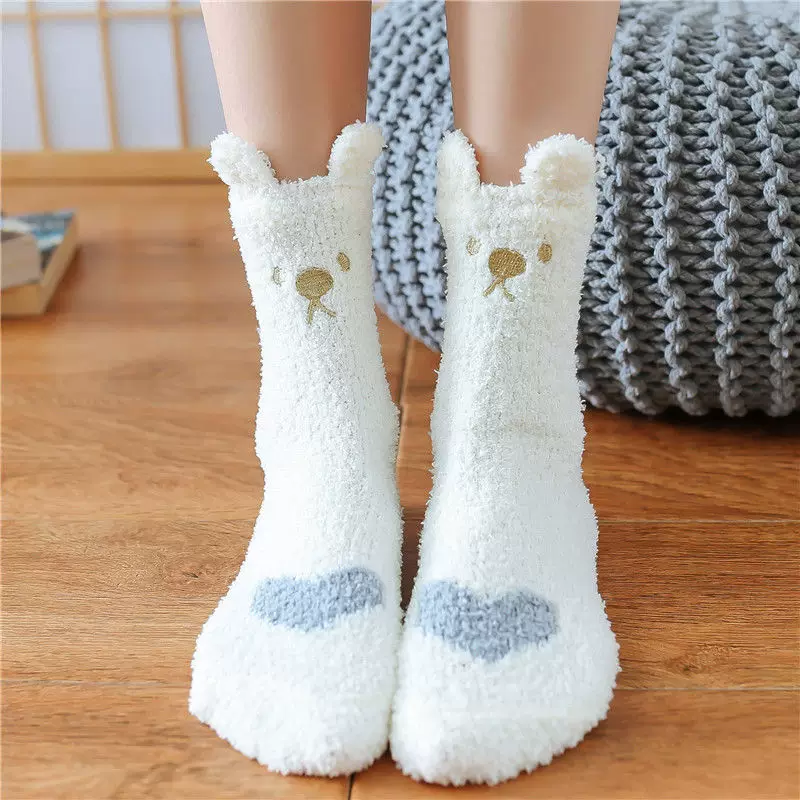 Cute velvet coral fleece keep warm socks, increased thickness