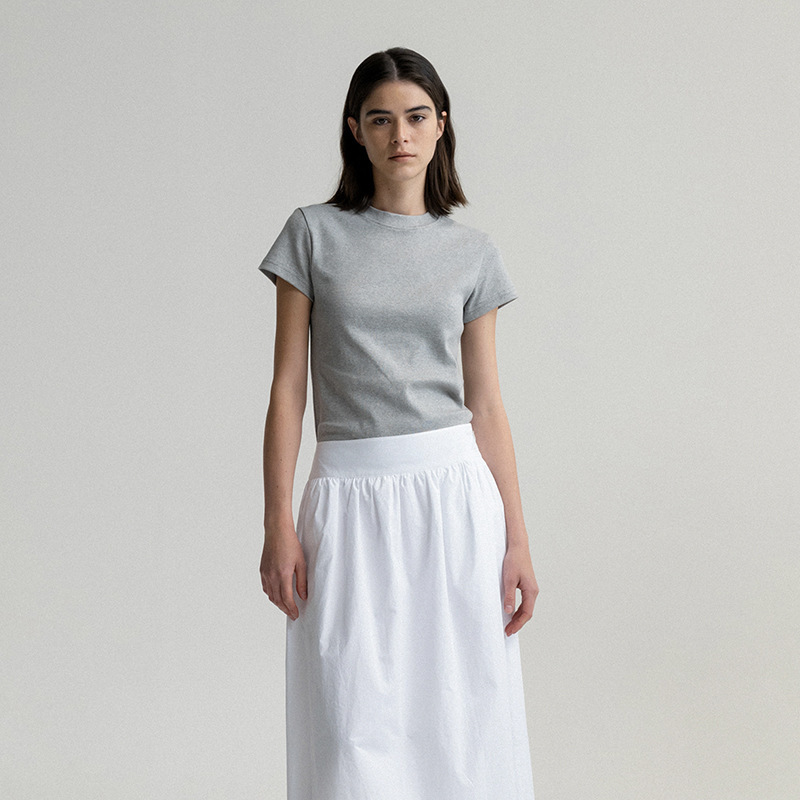 Nw Homemade Pure Cotton Shoulder T-shirt Women's 24ss Spring and Summer Simple Basic Base Short Sleeve Top Nw Homemade Pure Cotton Shoulder T-shirt Women's 24ss Spring and Summer Simple Basic Base Short Sleeve Top
