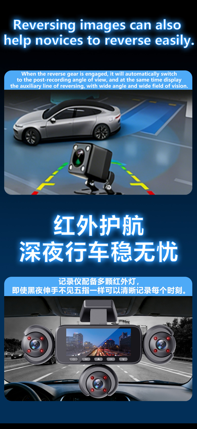 2026 New Model Five-Lens 360° Panoramic Recording Dashcam with Ultra-Clear Night Vision, WiFi Connectivity, and Reverse Camera