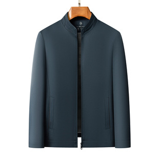 Main push brand stand collar jacket 2025 spring and autumn coat middle-aged solid color business casual high-end jacket