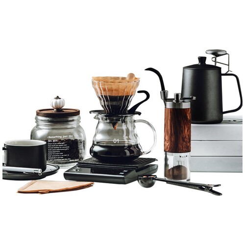 Outdoor combination portable commercial gift coffee gift box powder press powder dispenser hand brewed coffee pot set