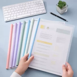 A4渐变色抽拉杆文件夹PP防水办公资料档案夹学生试卷夹现货批发