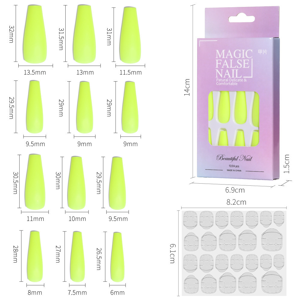 Nueva pieza de esmalte de uñas de desgaste de ballet largo luminoso transfronterizo terminado parche de uñas esmerilado pegamento jalea pieza de uñas falsas