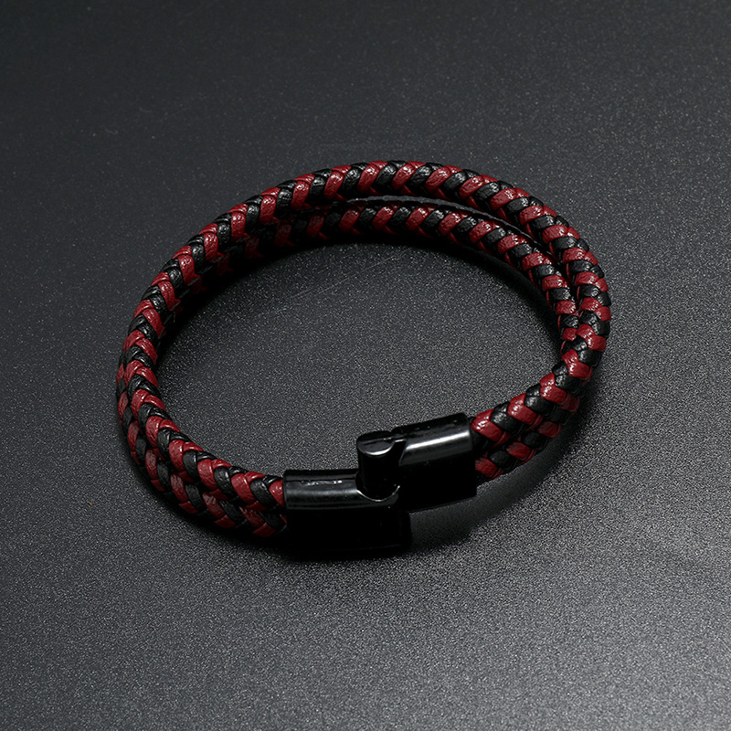 Fashion Simple Retro Woven Magnet Clasp Leather Bracelet