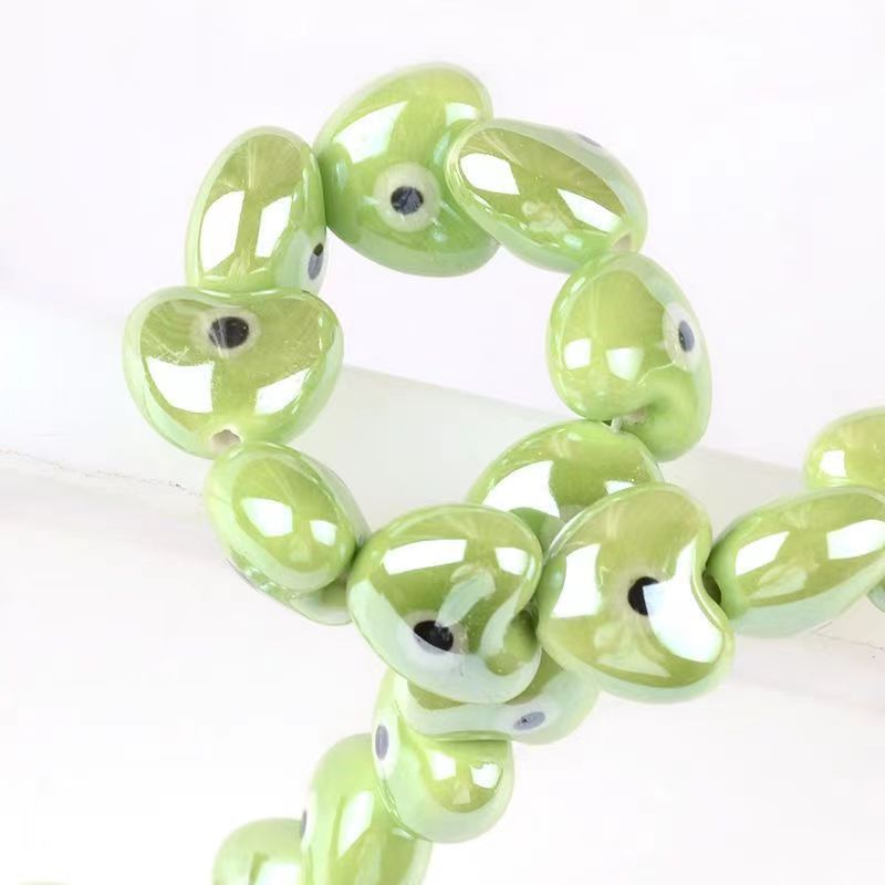 17g Weight Beads Jewelry Making Type DIY Jewelry Accessories Classification 10 PCS/Package Quantity ceramics Material Heart Shape Pattern Printing Design Cute Style 10 PCS/Package Ceramics Heart Shape DIY Jewelry Accessories Beads 7