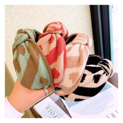 New European and American Cross-border Knitted Corded Wide Edge Headband with Love Stripes Pure Cotton Knit Hat Decoration for Autumn and Winter Outfits