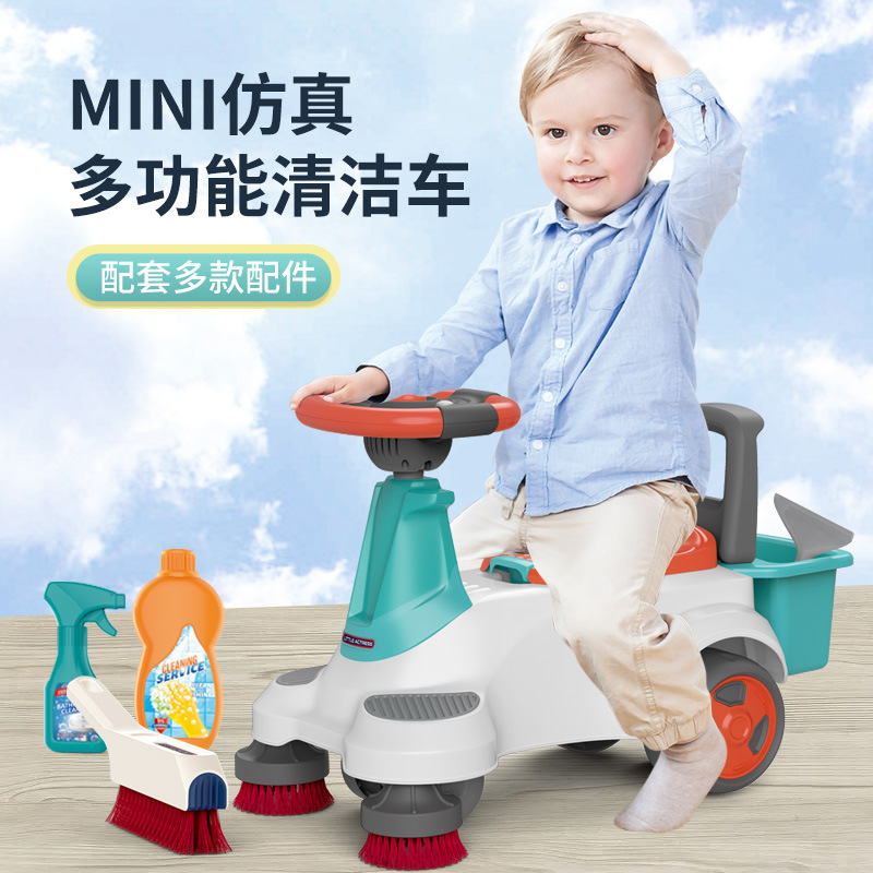 어린이 다기능 보행기 전기 소리와 빛 유모차 청소 차량 아기 변기 3-6 세 놀이 집 장난감