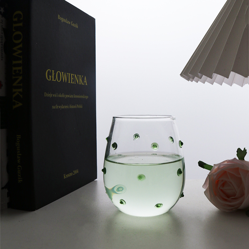 Creativo irregular Punto de diseño de vidrio taza de agua especial taza táctil punto de la onda taza de leche taza de jugo