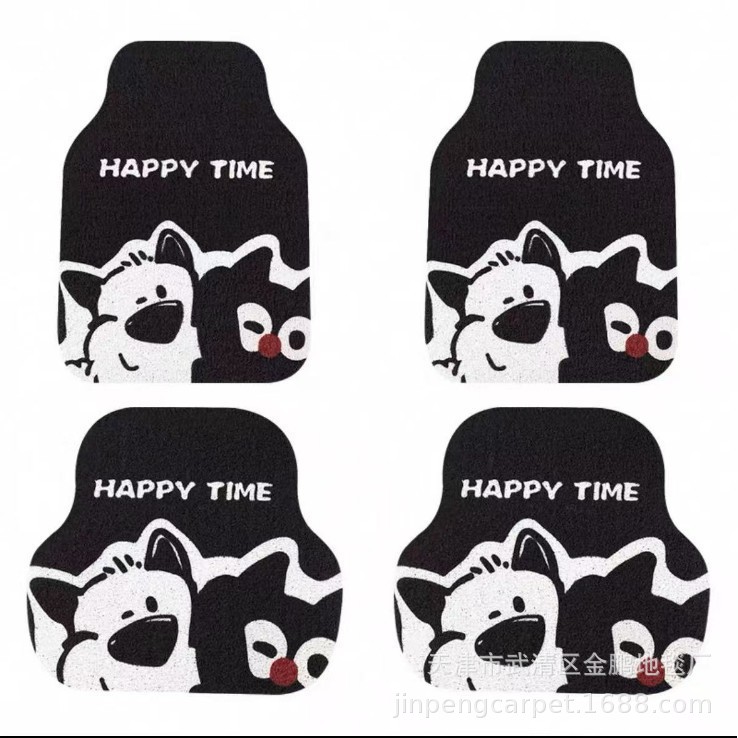 Car Floor Mats with Wire Loops, Cartoon Design, Anti-Dirt, Non-Slip, Special-Shaped, Wear-Resistant, Easy to Maintain, Suitable for Electric Vehicles