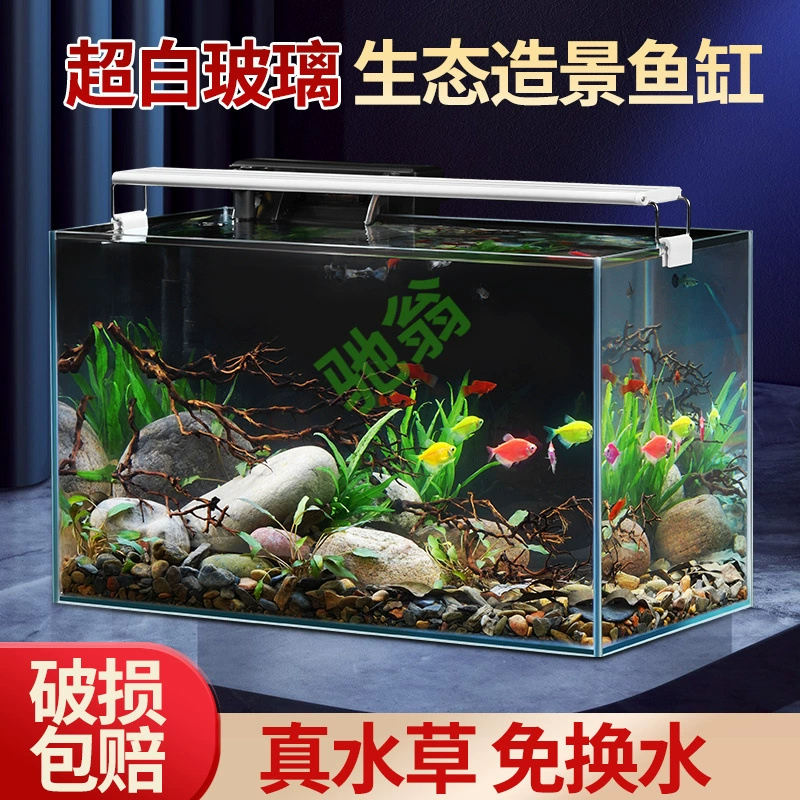Ют аквариум аквариум гостиная небольшая мини-столешница без смены воды экологическое ландшафтное домашнее маленькое аквариум с золотыми рыбками супер белый