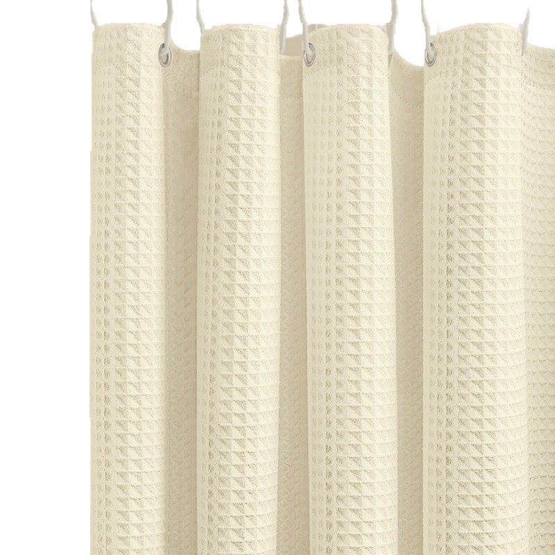 Transfronteriza en stock blanco lechoso grueso jacquard waffle baño ducha cortina Punch-libre impermeable color sólido cortina de tela jacquard