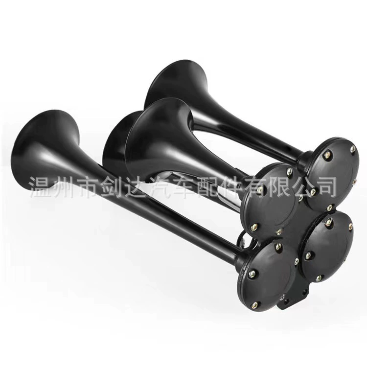 Четырехтрубный металлический воздушный звуковой сигнал с электронным управлением, 150 дБ, 4 трубки, для автомобиля, грузовика, мотоцикла, высокочастотный звуковой сигнал