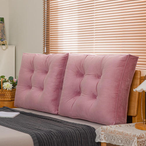 Nordic Minimalist Baby Fleece Solid Color Square Bedside Cushion with 3D Back Support, Large Backrest Cushion, Lap Pillow