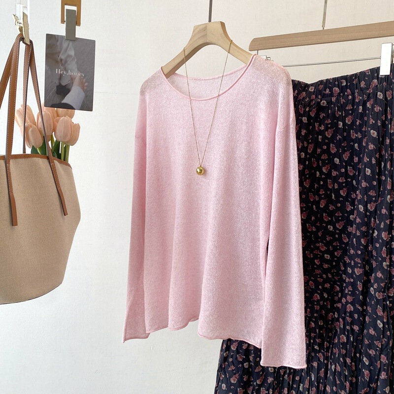 26 New Summer Products Upw High-Quality Romanyi 16-Stitch One-Line Collar Rolled-Edge Long-Sleeved Linen Cotton Blouse V3101