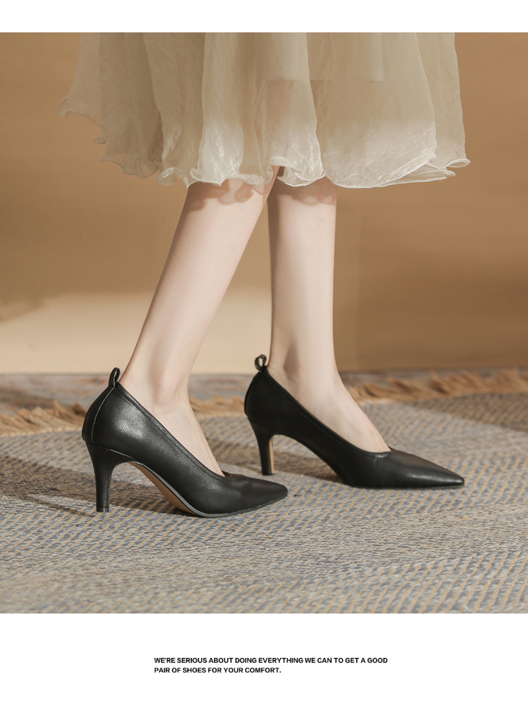 Giày cao gót mũi nhọn miệng nông Jingang ZX60001 – giày stiletto đa năng xuân thu 2025 — màu đen chi tiết 15