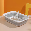 Folding cat litter pot semi -closed cat toilet can be removed from cat plastic pet products open cat sand pot wholesale