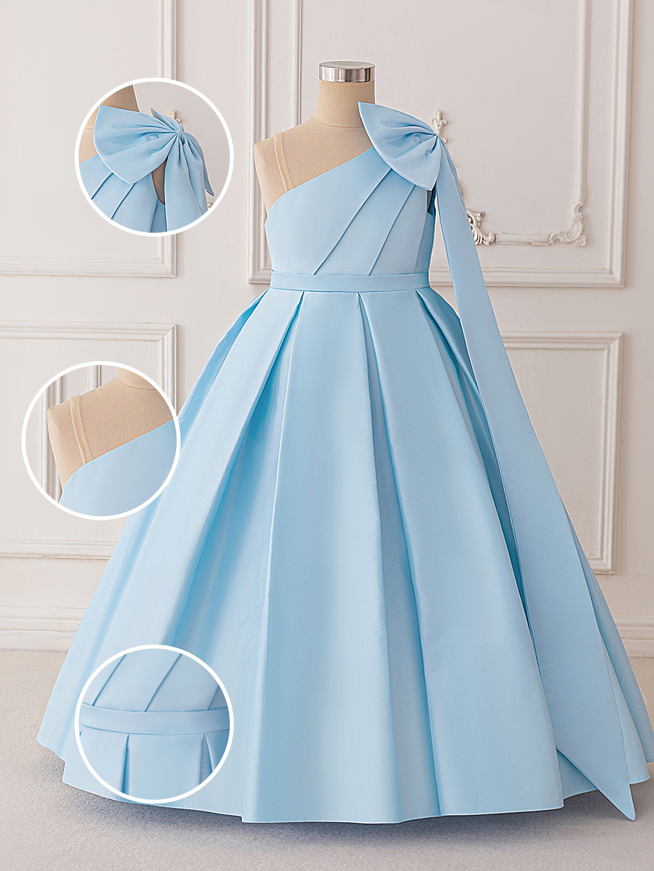 2025 vestido de verano de un año, hombros irregulares, vestido de princesa para niñas, fiesta de cumpleaños de niña de flores, falda tutú de estilo occidental