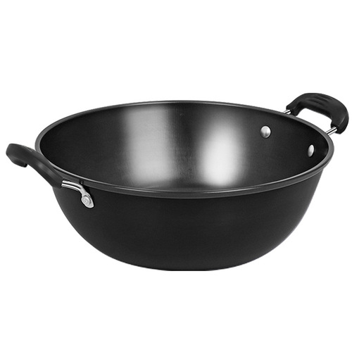 Double-eared iron pot cooking pot household thickened old-fashioned large iron pot deepened induction cooker special wok non-stick pan flat bottom