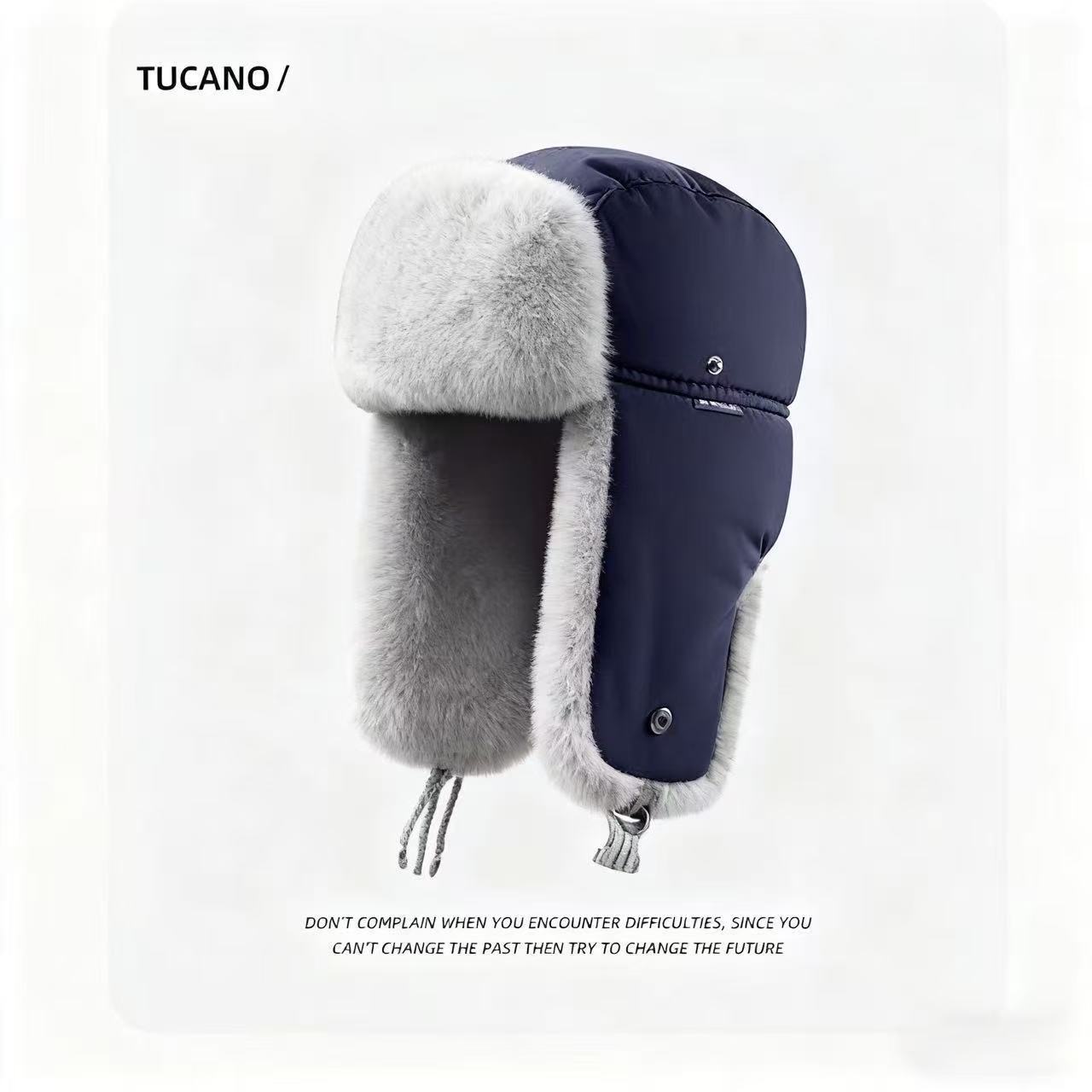 Invierno engrosado gorra de tormenta de moda para hombres y mujeres a prueba de viento cálido gorra de ciclismo de orejas esponjosa cadena gorra de vuelo de algodón